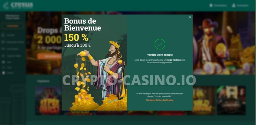 vérification compte cresus casino